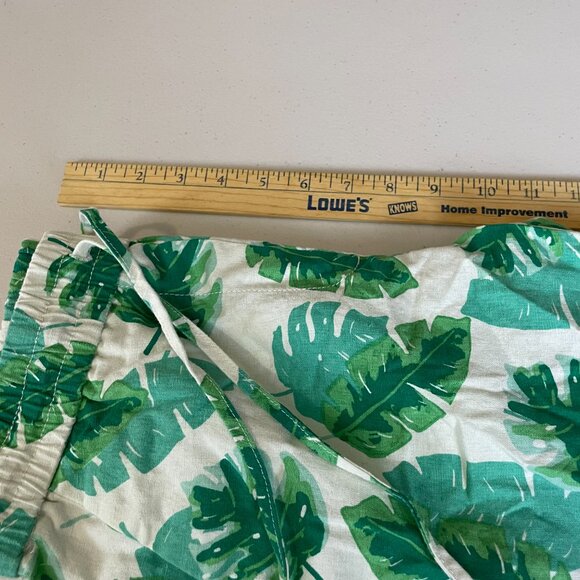 J.Crew Pants Linen Cotton Fabric Adjustable Drawstring Palm Print White/Green 0 - Picture 7 of 9